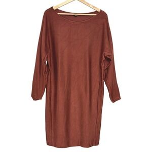 COS Copper Brown Long‎ Sleeve Midi Shift Dress M